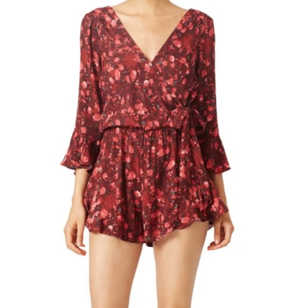 Free People Floral Wrap Romper